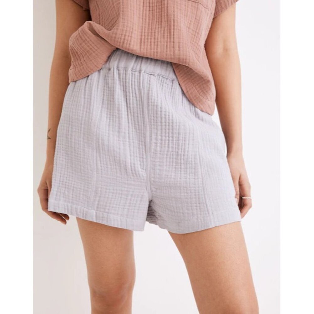 Madewell XL Lightspun Easy Pull-On Short Gauze Cotton Lilac Purple - Picture 2 of 6